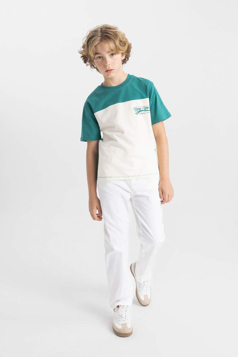 Boy Crew Neck Color Blocked Short Sleeve T-Shirt