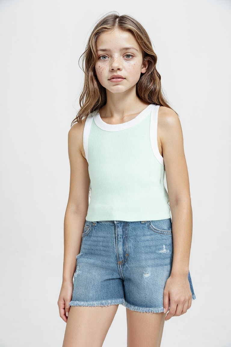 Girl Crew Neck Crop Top