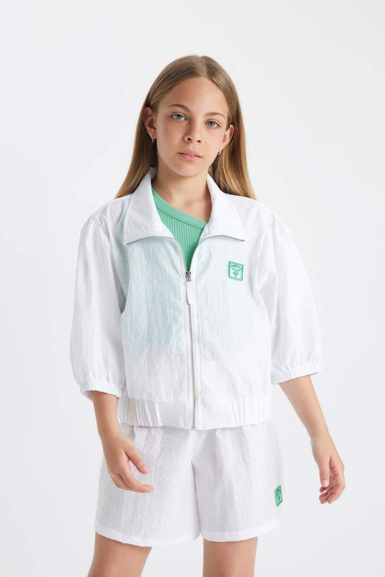 Cardigan de Sport demi-Manches à Col Montant Zippé imprimé pour Fille