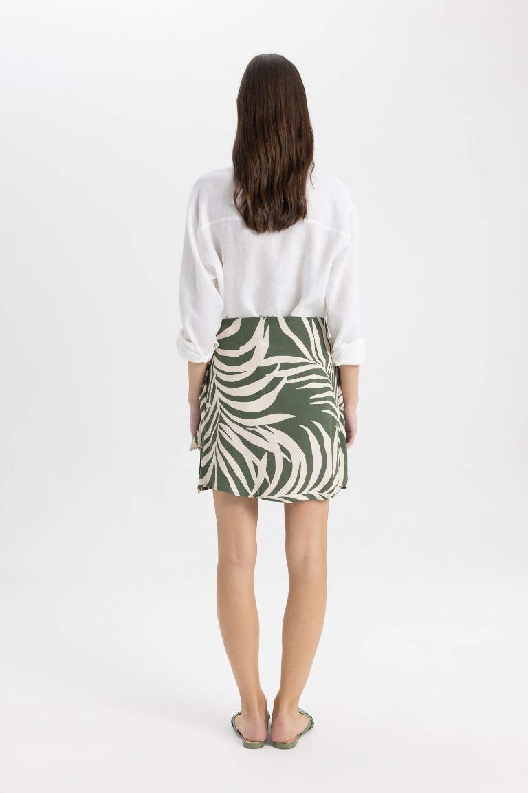 Tropical Patterned Normal Waist Mini Skirt