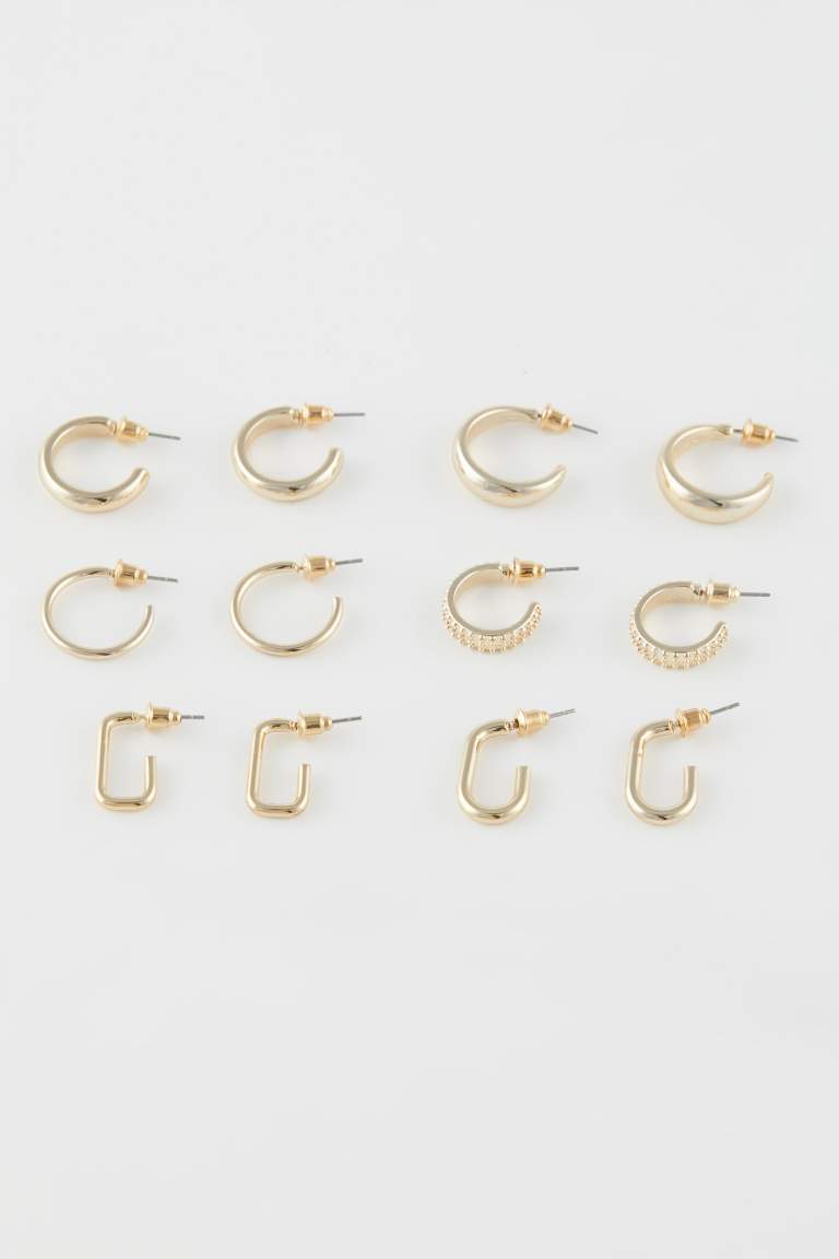 Woman 6 Piece Gold Earrings