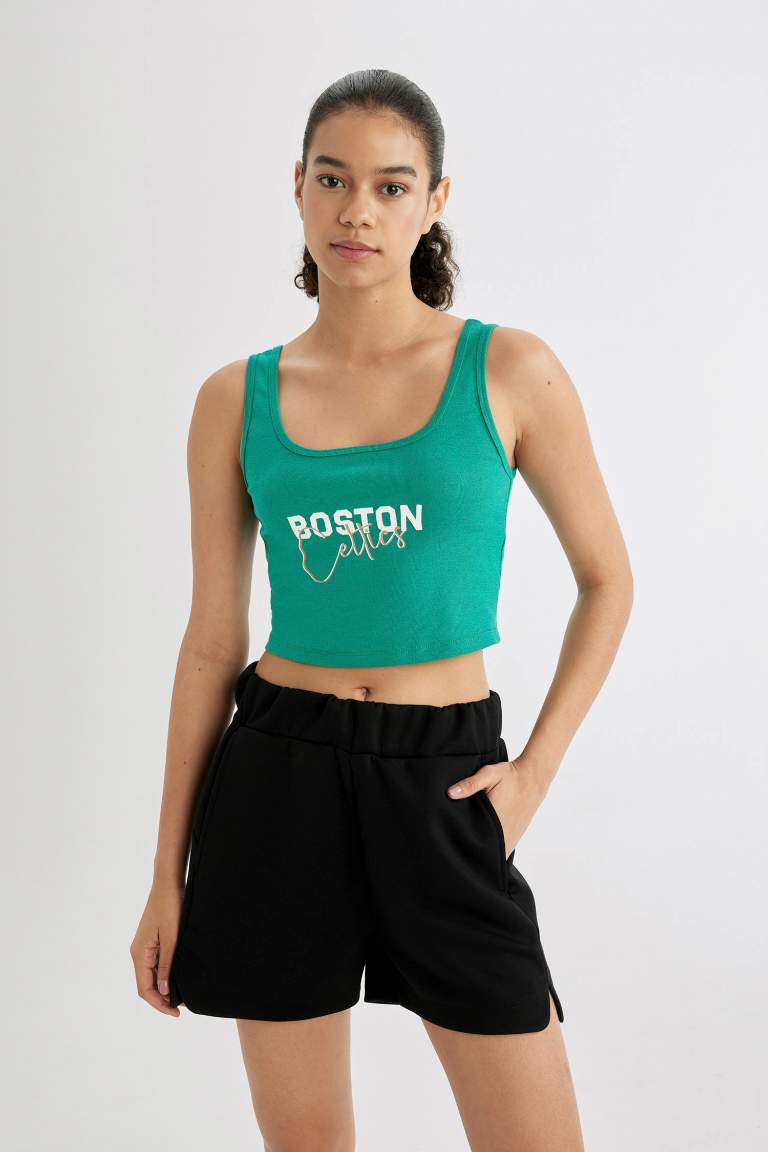 DeFactoFit NBA Boston Celtics Ribbed Crop Top