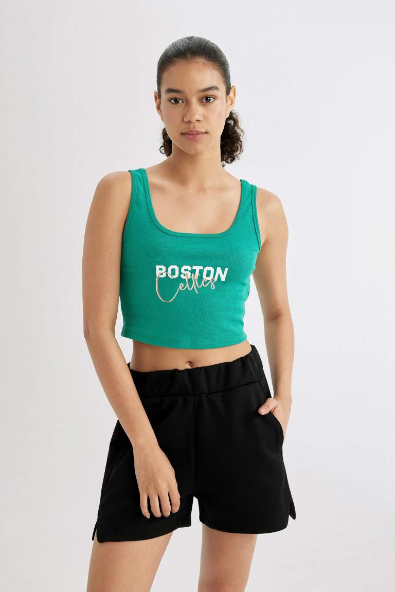 DeFactoFit NBA Boston Celtics Ribbed Crop Top