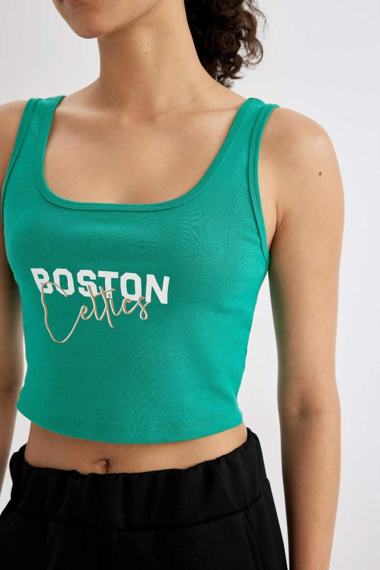 DeFactoFit NBA Boston Celtics Ribbed Crop Top