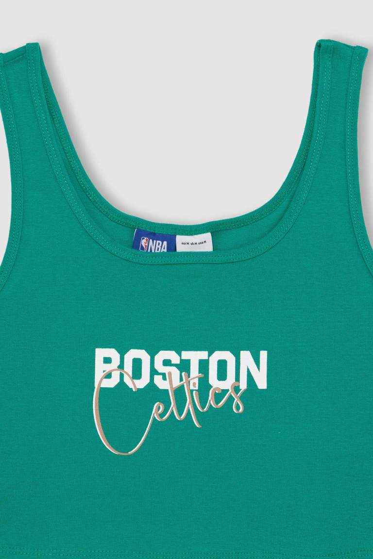 DeFactoFit NBA Boston Celtics Ribbed Crop Top