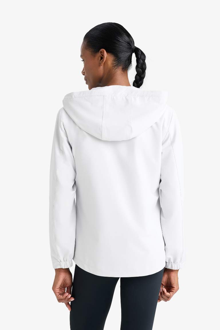 DeFactoFit Su İtici Regular Fit Kapüşonlu Fermuarlı İpek Kumaş Yağmurluk