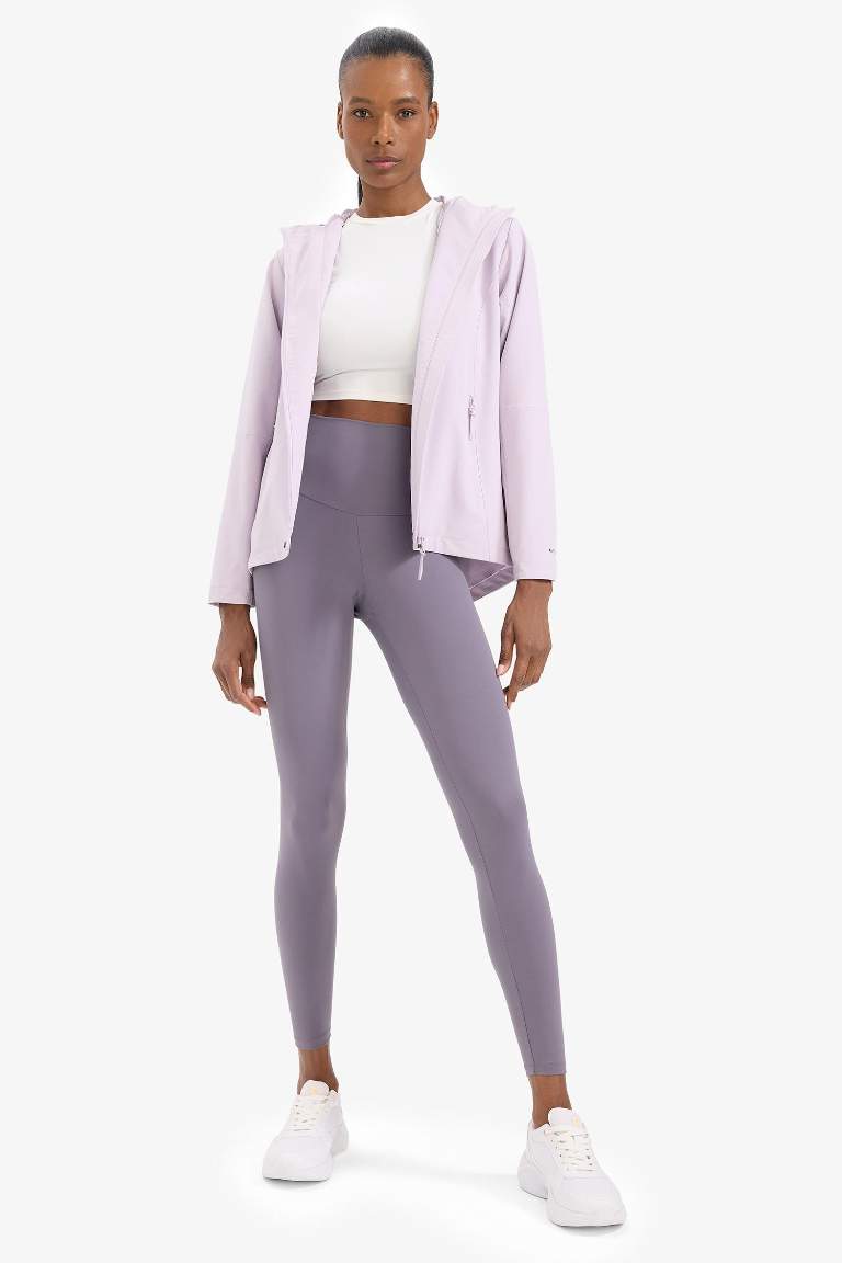 DeFactoFit Su İtici Regular Fit Kapüşonlu Fermuarlı İpek Kumaş Yağmurluk