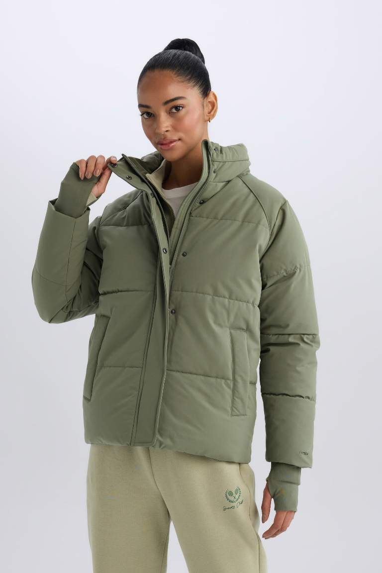 DeFactoFit Windproof Waterproof Collar Zippered Warm Puffer Jacket