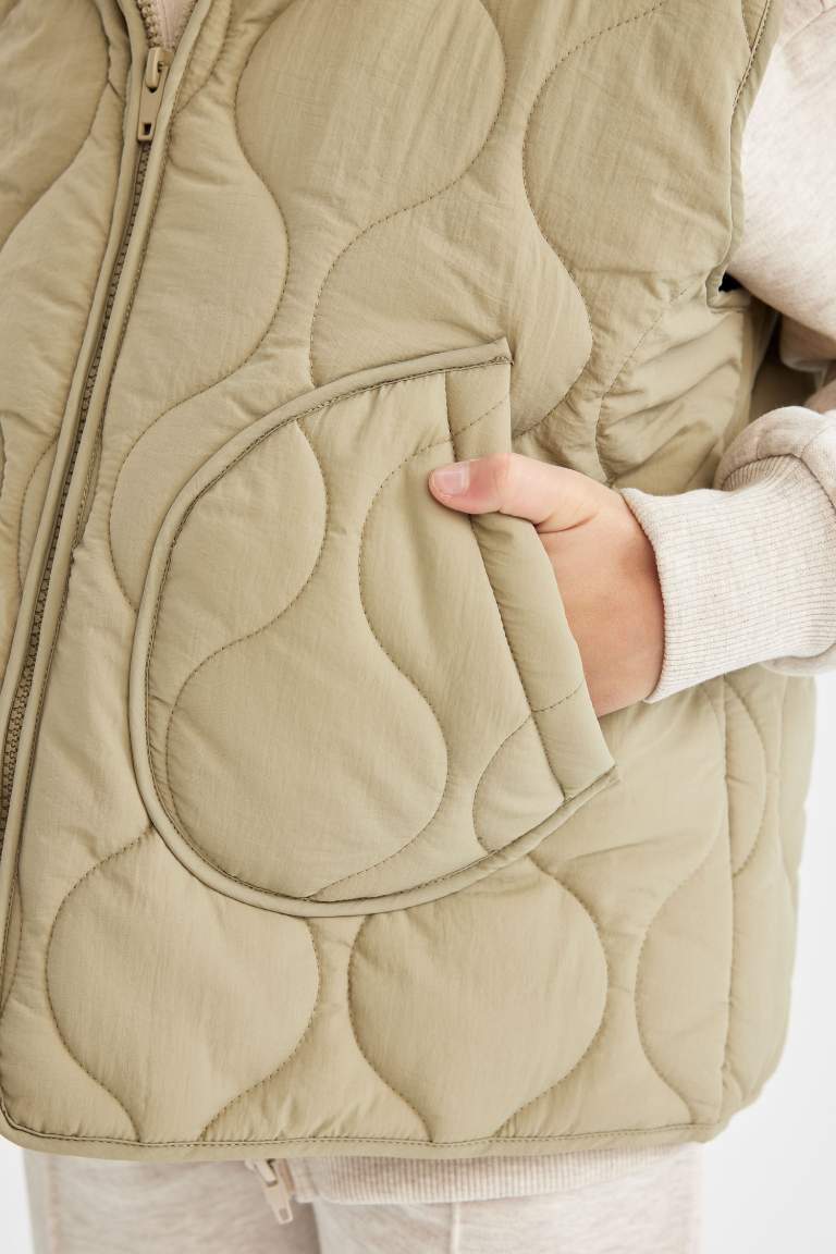 Gilet à capuche imperméable avec poches pour Fille