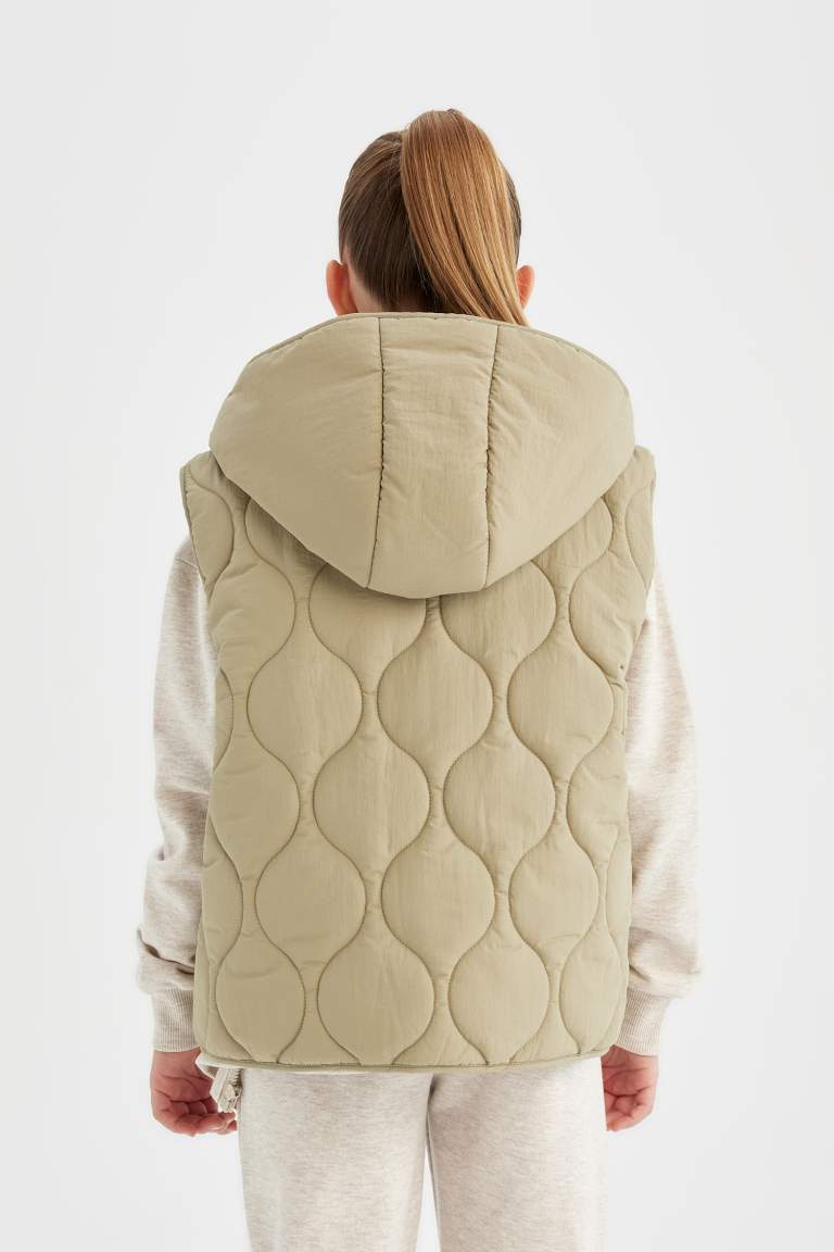 Gilet à capuche imperméable avec poches pour Fille