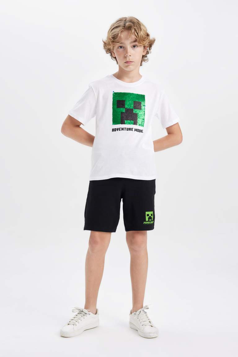 Boy Minecraft Short Sleeve T-Shirt Shorts 2 Piece Set