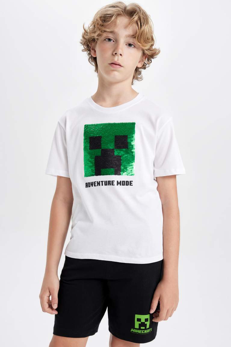 Boy Minecraft Short Sleeve T-Shirt Shorts 2 Piece Set