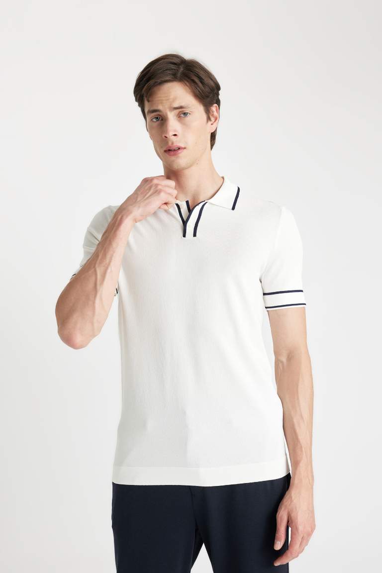 Slim Fit Polo Collar Knitwear Polo T-Shirt