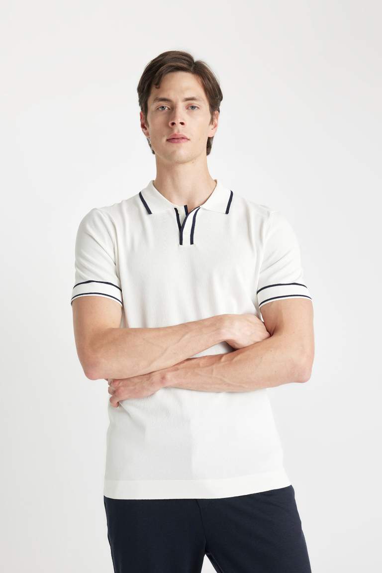 Slim Fit Polo Collar Knitwear Polo T-Shirt