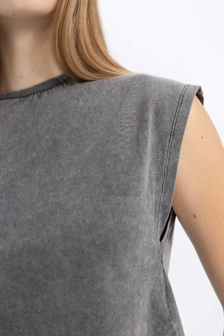 Cool Loose Fit Washable Faded Effect Sleeveless T-Shirt