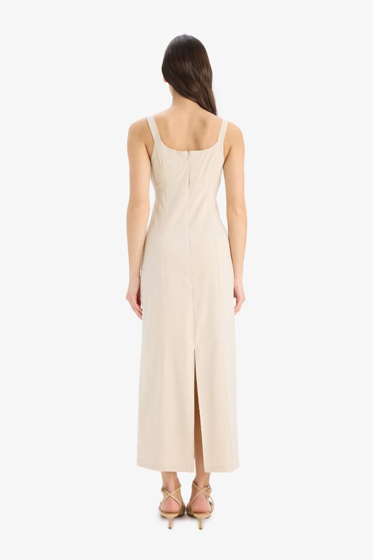 Bodycon Body-hugging Basic Square Neck Strappy Maxi Dress