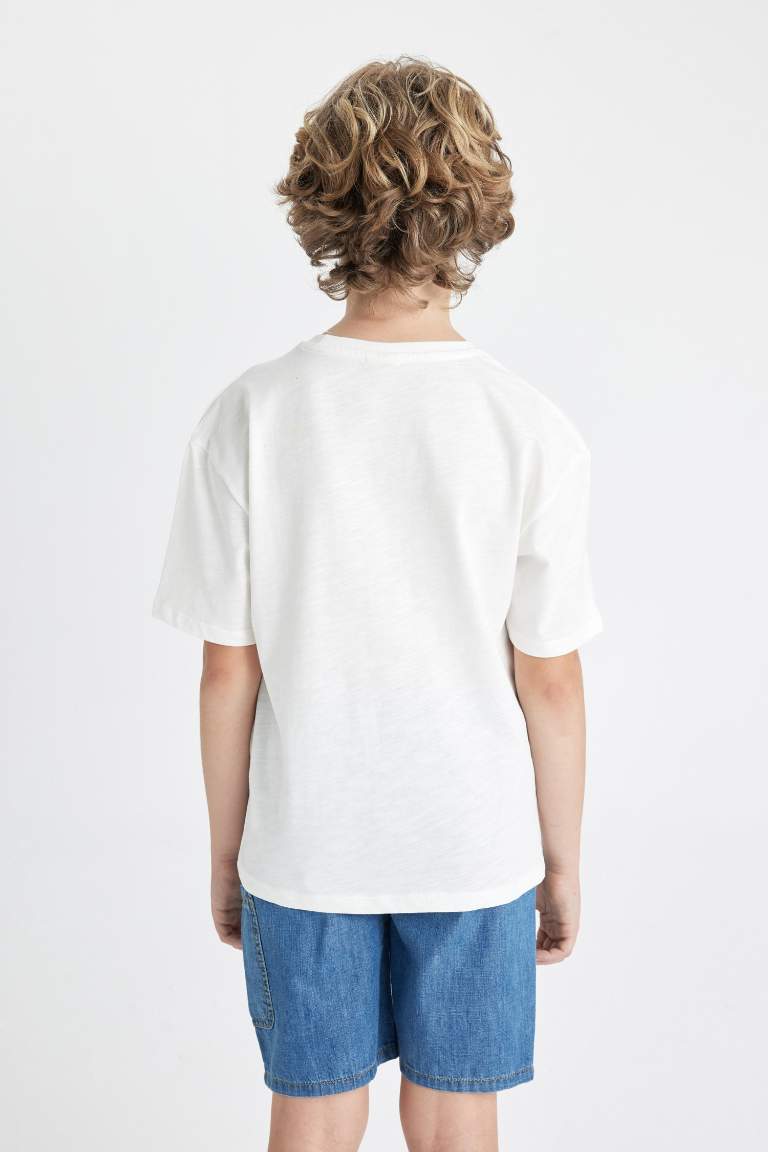 Boy Oversize Fit Crew Neck Embroidered T-Shirt