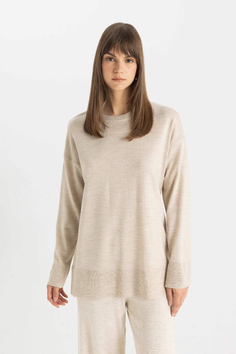 Regular Fit Crew Neck Pullover Tunic