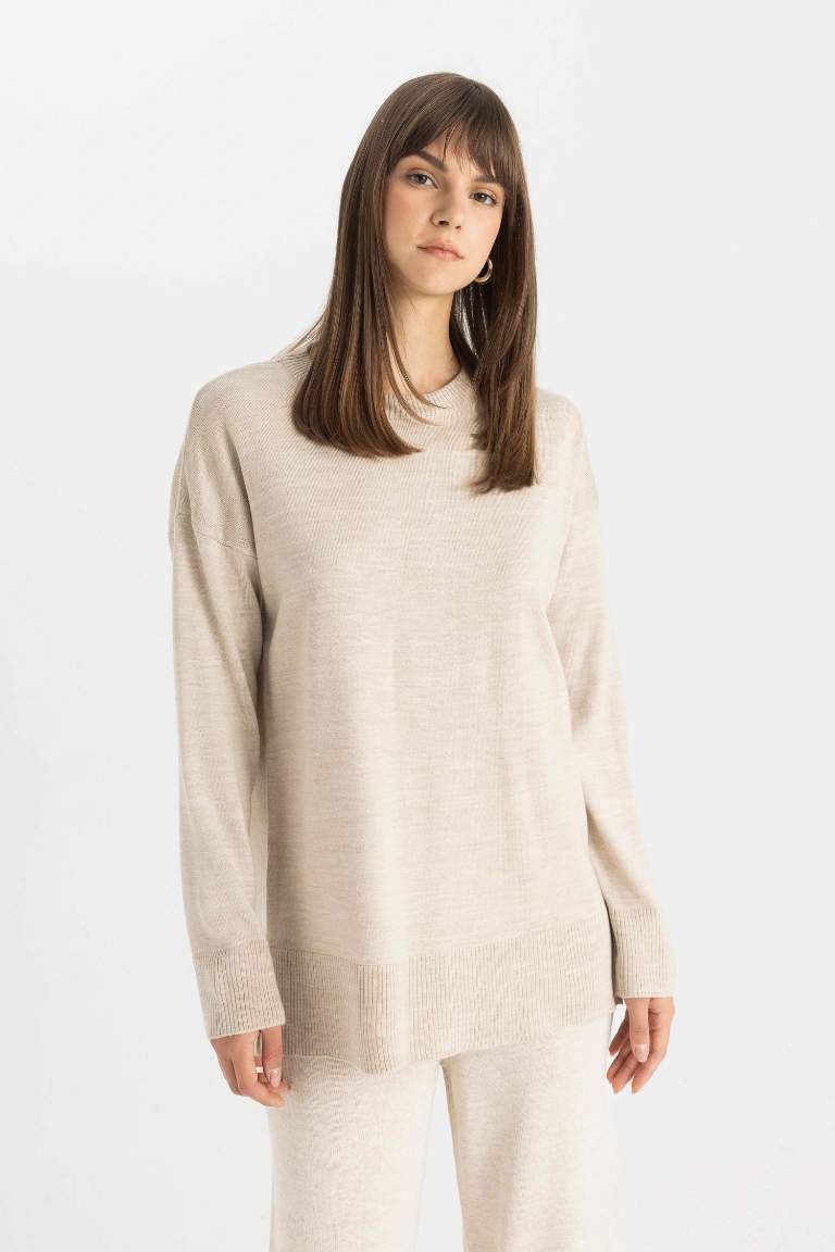 Regular Fit Crew Neck Pullover Tunic