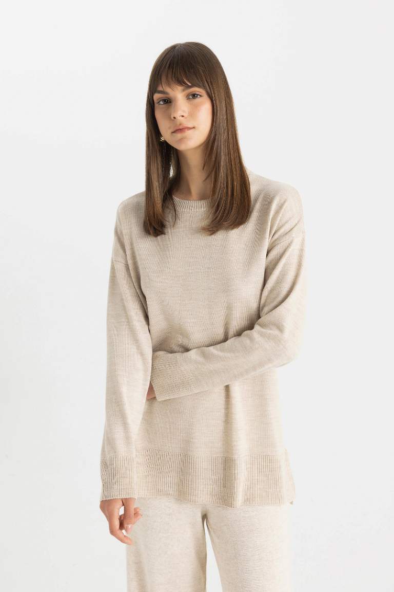 Regular Fit Crew Neck Pullover Tunic