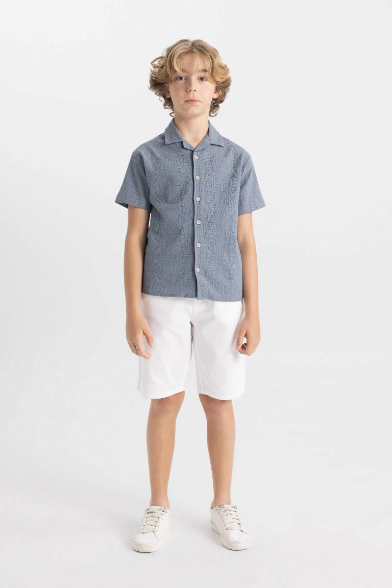 Boy Oversize Fit Polo Neck Textured Shirt