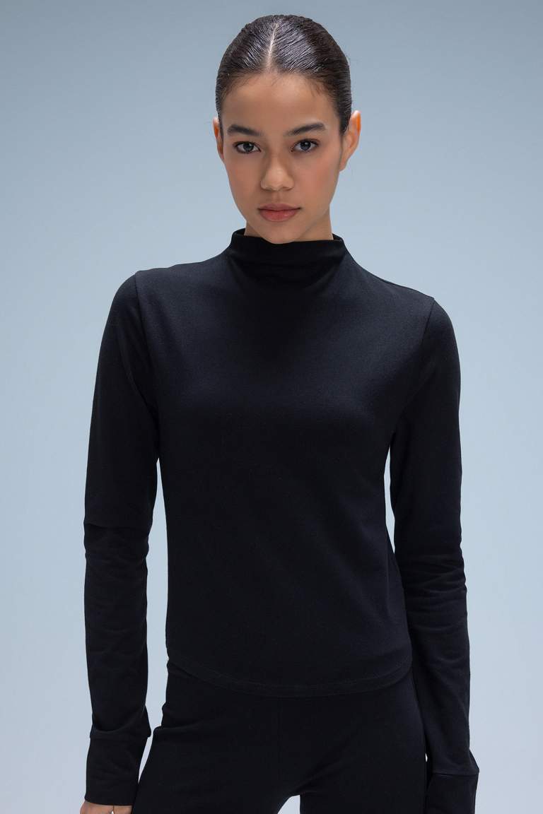 DeFactoFit Slim Fit High Collar Long Sleeve T-Shirt