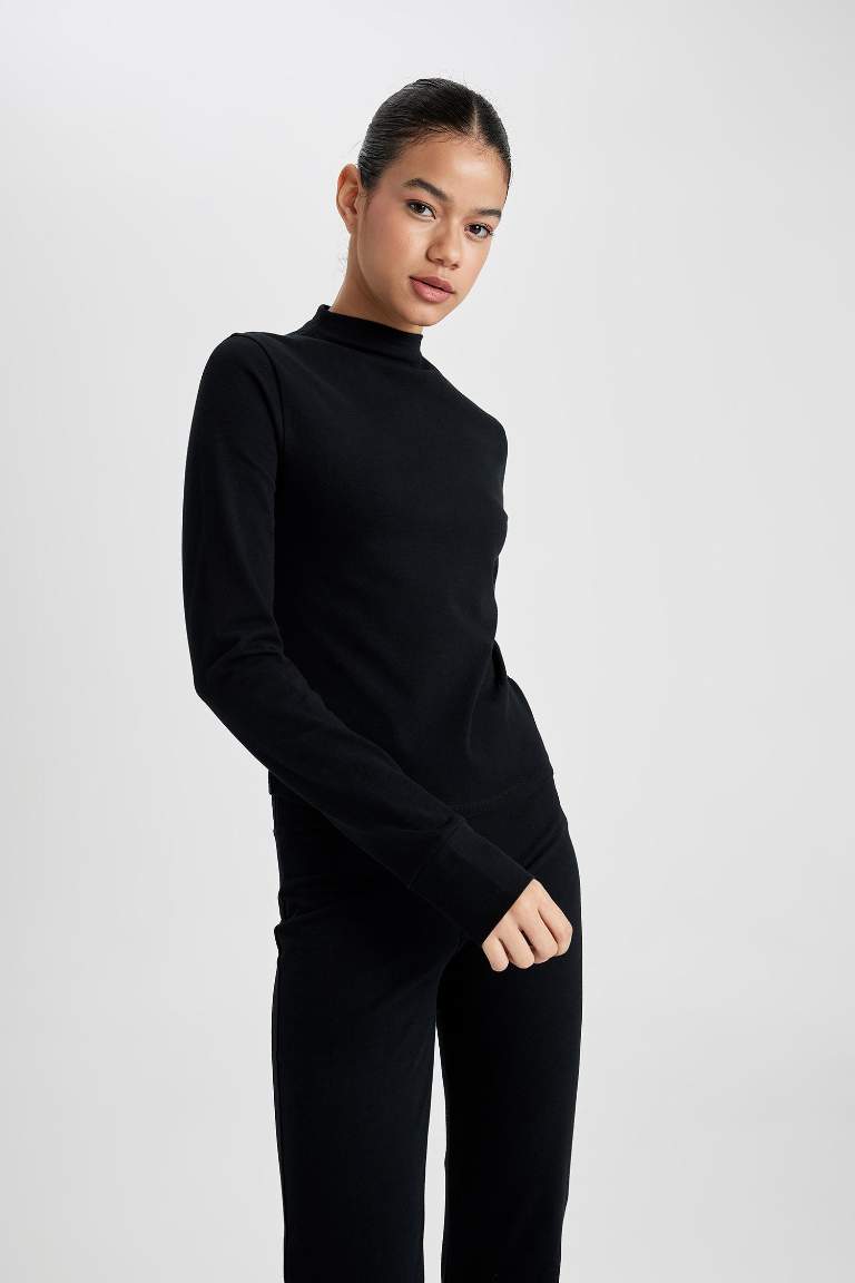 DeFactoFit Slim Fit High Collar Long Sleeve T-Shirt