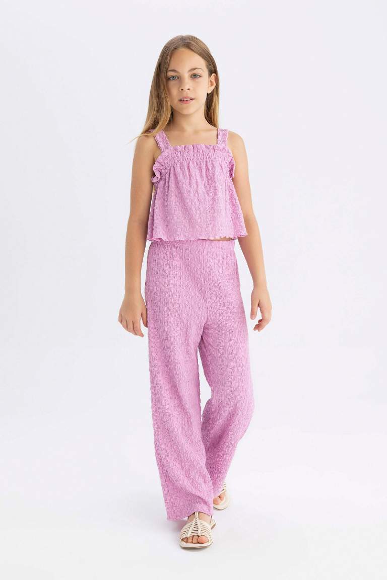 Kız Çocuk Wide Leg Geniş Bol Paça Bürümcük Pantolon