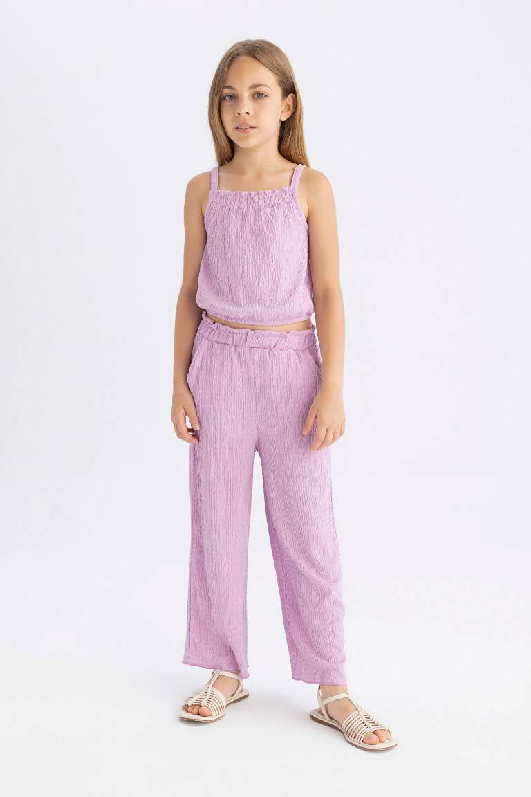 Girl Wide Leg Wrinkled Trousers