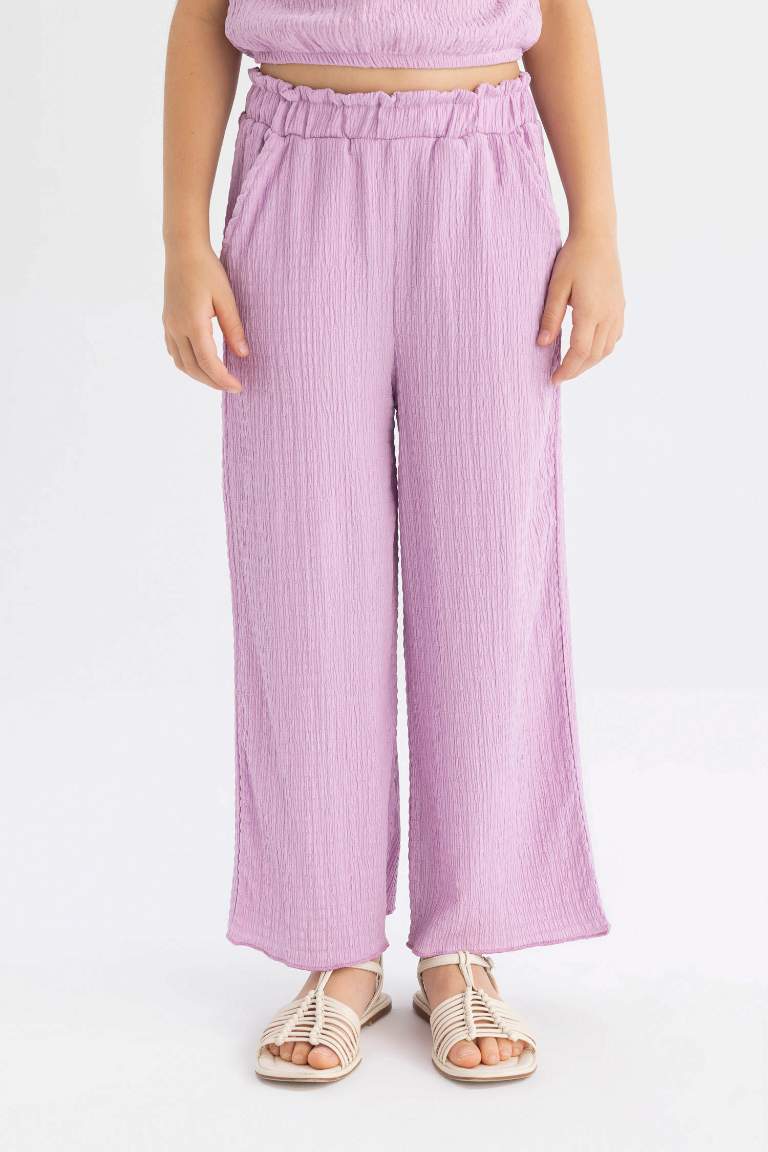 Girl Wide Leg Wrinkled Trousers