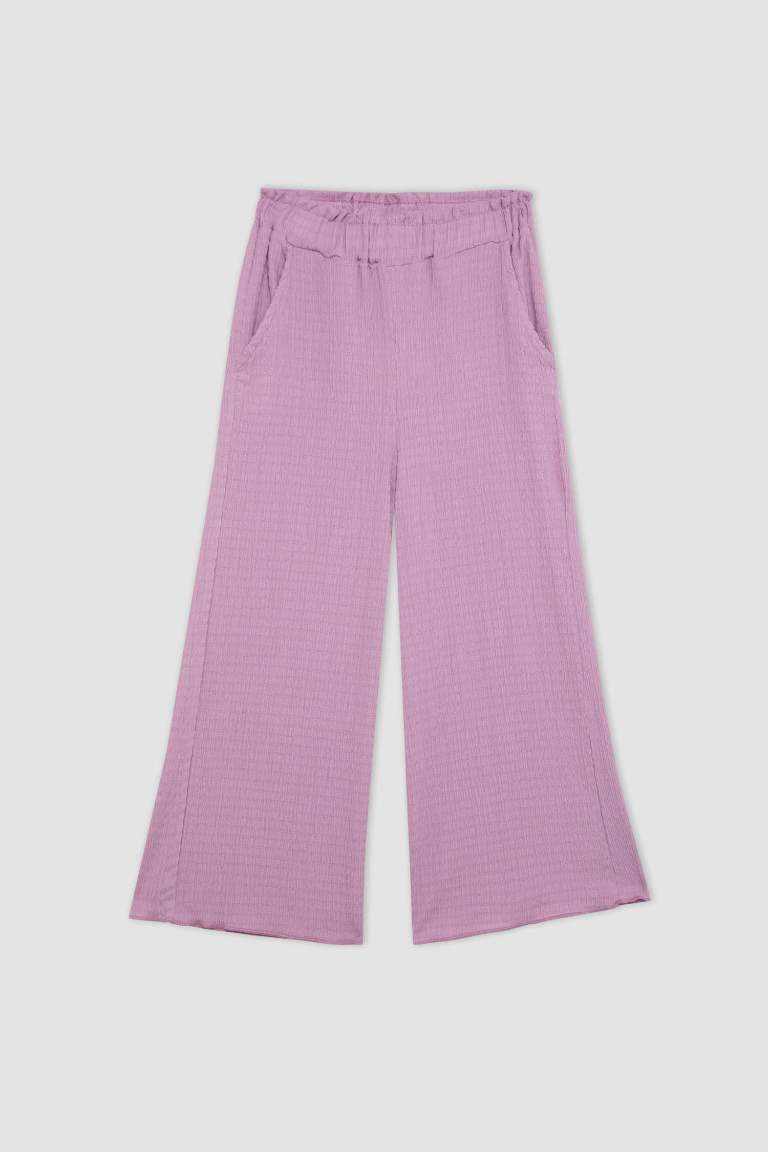 Girl Wide Leg Wrinkled Trousers