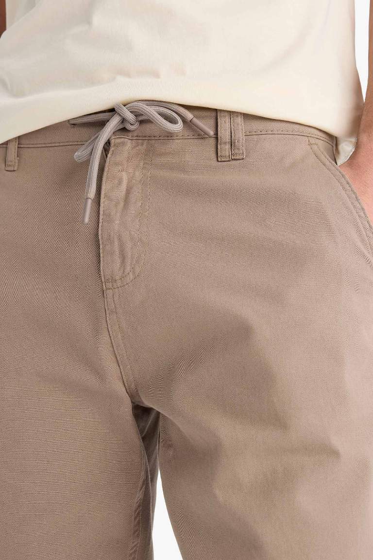 Regular Fit Düz Paça Gabardin Bermuda Şort