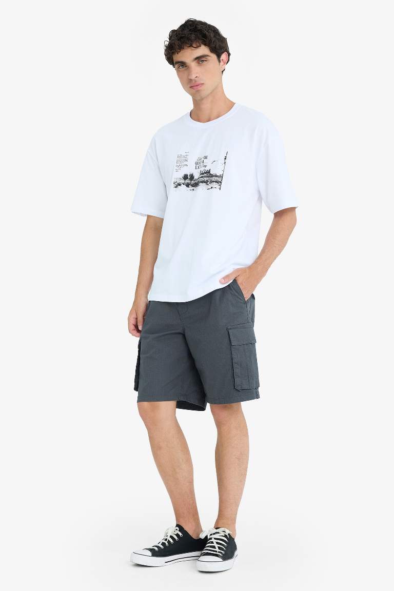 Kargo Fit Gabardin Bermuda Şort
