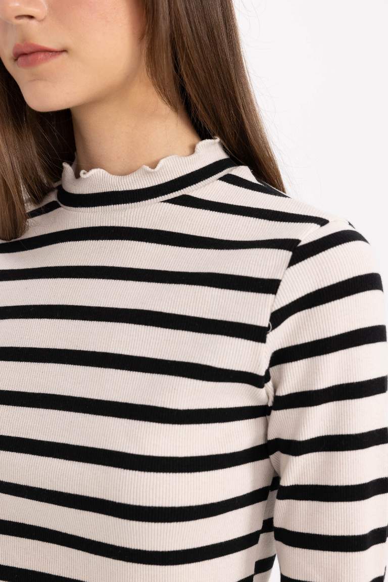 Crew Neck Long Sleeve Striped T-Shirt Tunic