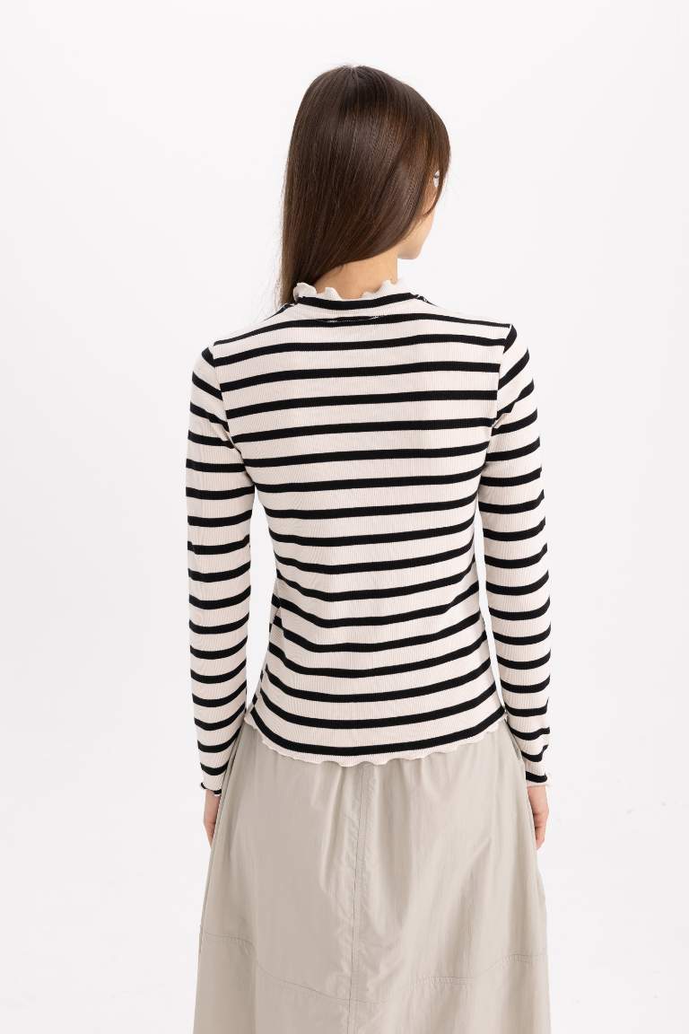 Crew Neck Long Sleeve Striped T-Shirt Tunic