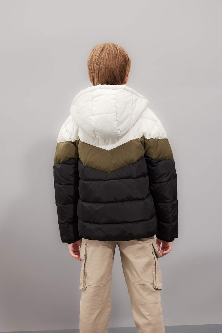 Boy Hooded Water Repellent Fleece Lined Puffer Jacket