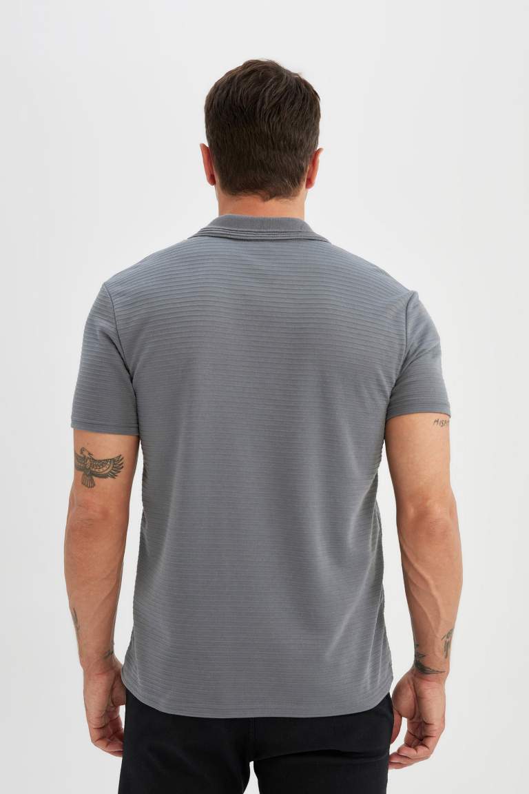 New Regular Fit Zippered Polo T-Shirt