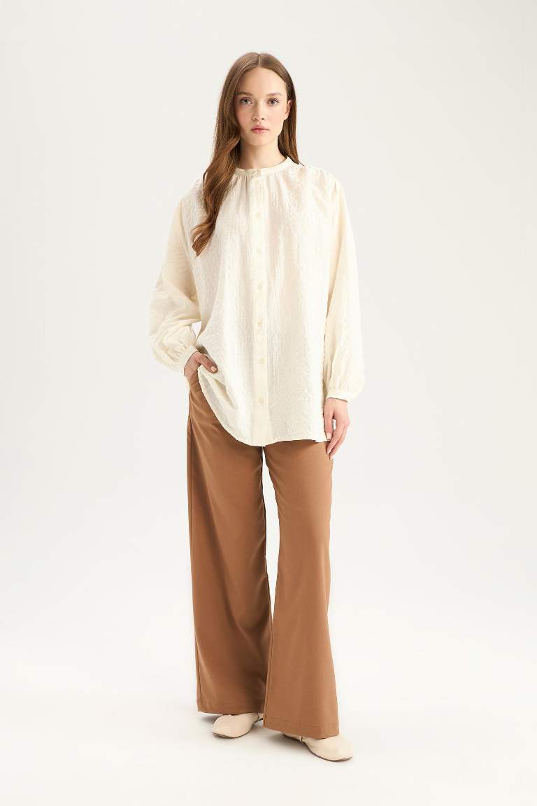 Wide Leg Geniş Paça Beli Lastikli Bağcıklı Basic Düz Palazzo Pantolon