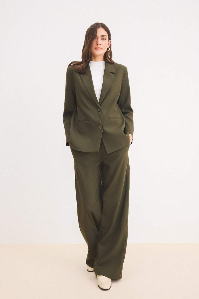 Wide Leg Geniş Paça Beli Lastikli Bağcıklı Basic Düz Palazzo Pantolon