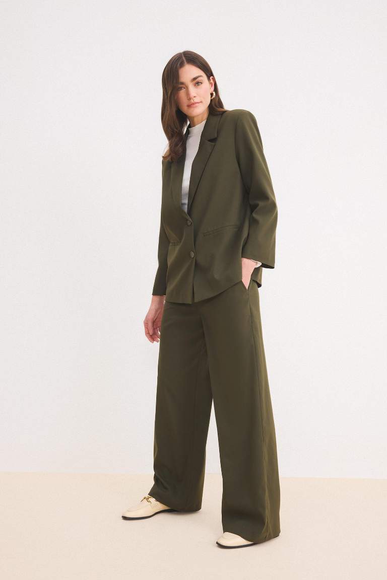 Wide Leg Geniş Paça Beli Lastikli Bağcıklı Basic Düz Palazzo Pantolon