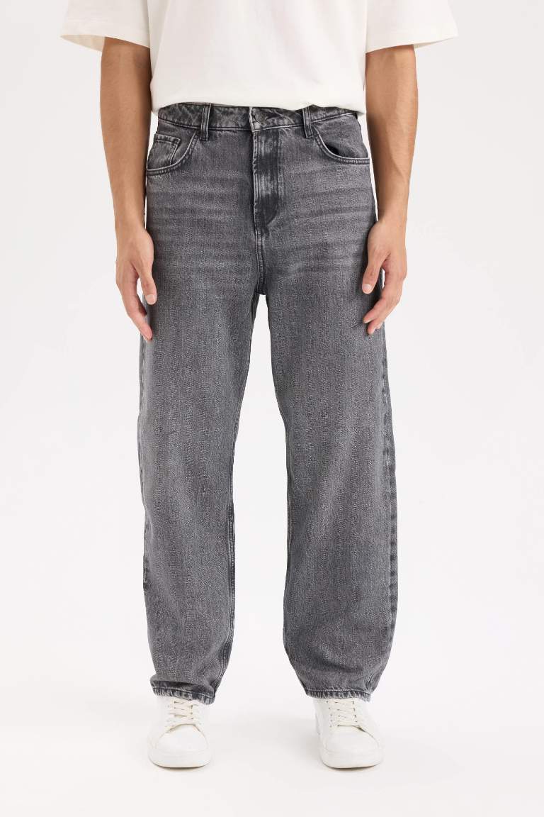 %100 Pamuk Baggy Fit Geniş Kalıp Geniş Paça Jean Pantolon