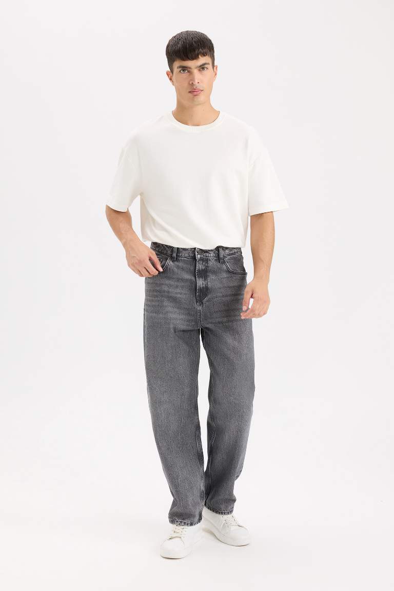 %100 Pamuk Baggy Fit Geniş Kalıp Geniş Paça Jean Pantolon