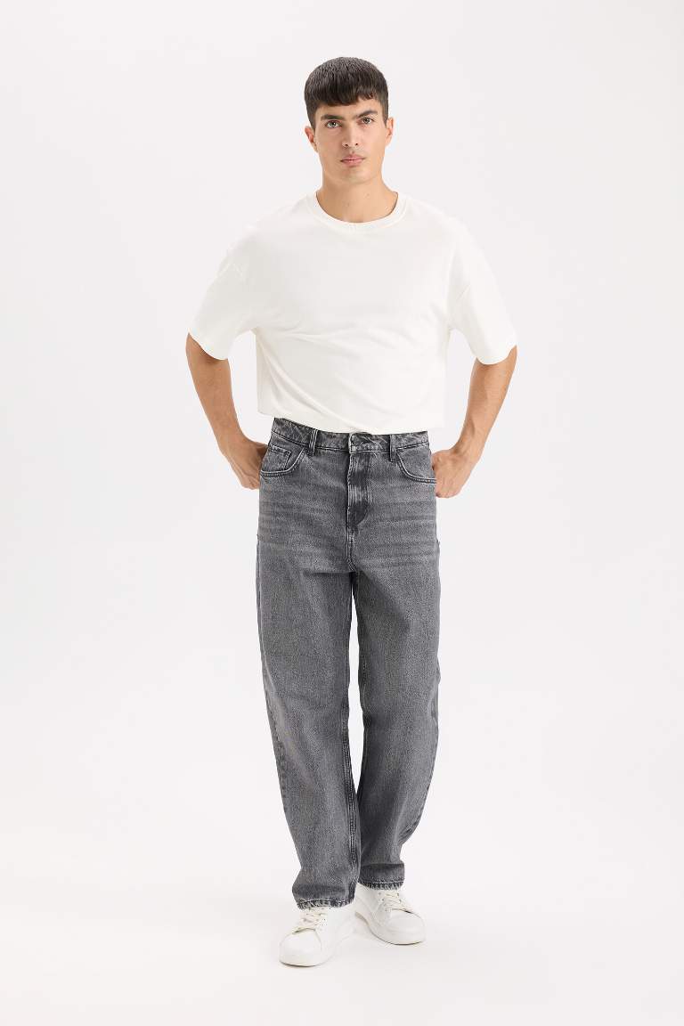 %100 Pamuk Baggy Fit Geniş Kalıp Geniş Paça Jean Pantolon