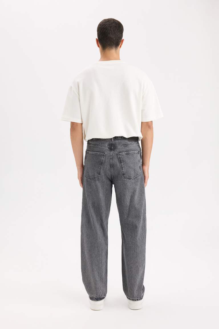 %100 Pamuk Baggy Fit Geniş Kalıp Geniş Paça Jean Pantolon