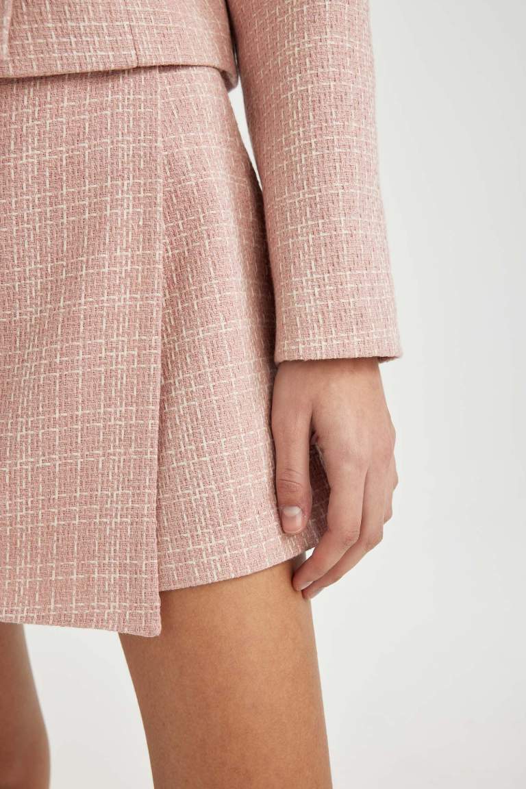 Shorts Skirt High Waist Straight Leg Tweed Shorts