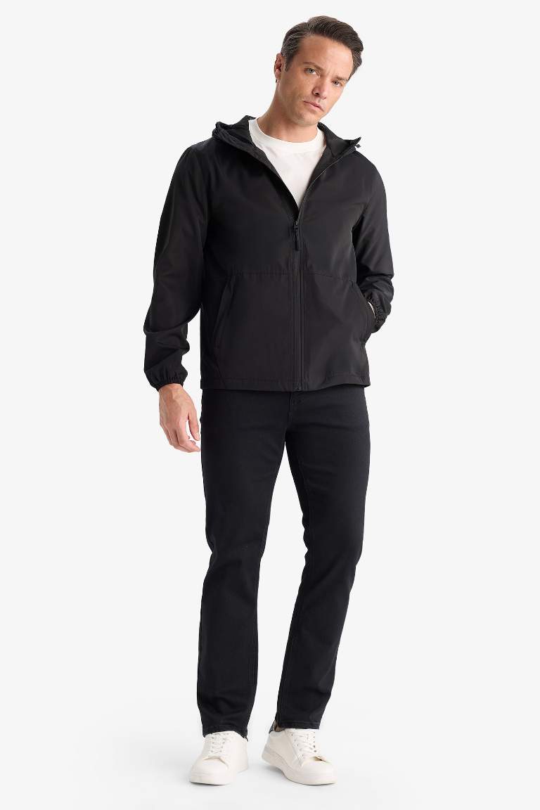 Su İtici Slim Fit Dar Kesim Kapüşonlu Fermuarlı Mevsimlik Baharlık Mont