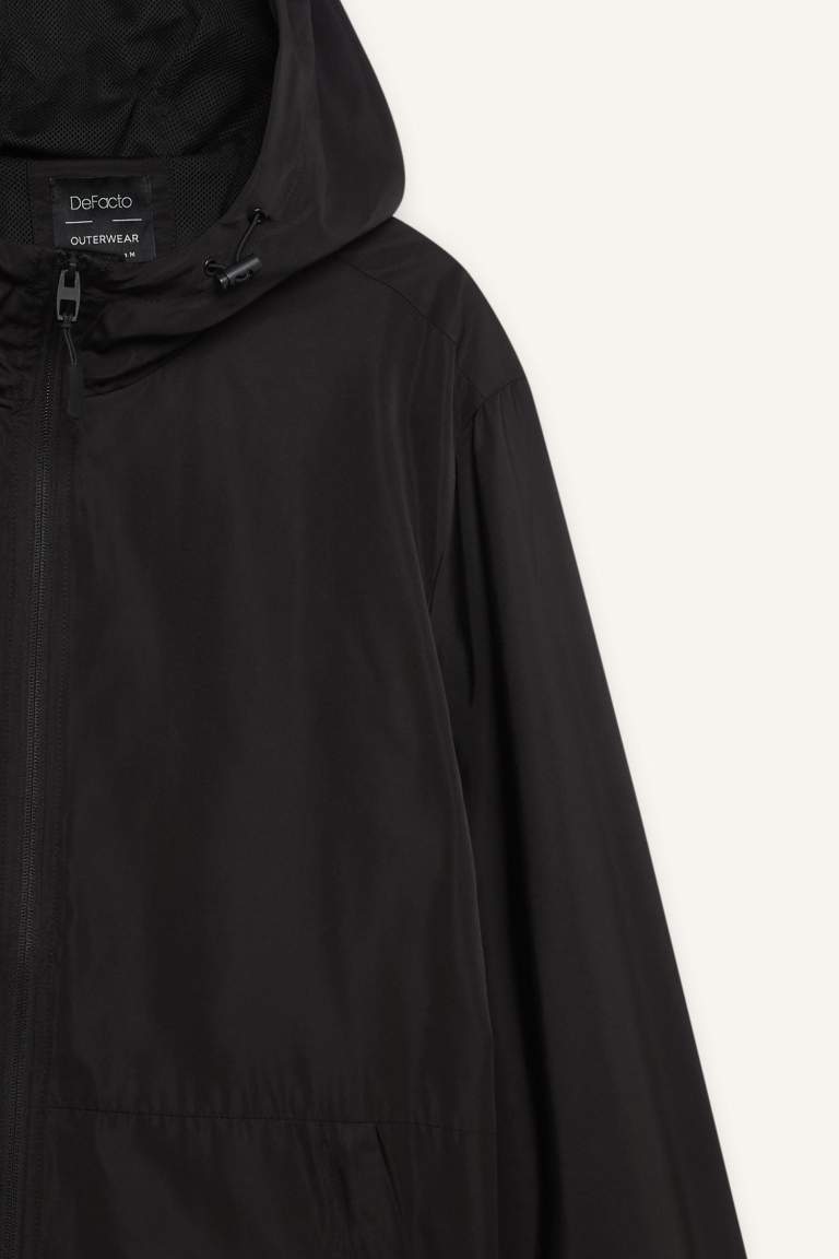 Su İtici Slim Fit Dar Kesim Kapüşonlu Fermuarlı Mevsimlik Baharlık Mont