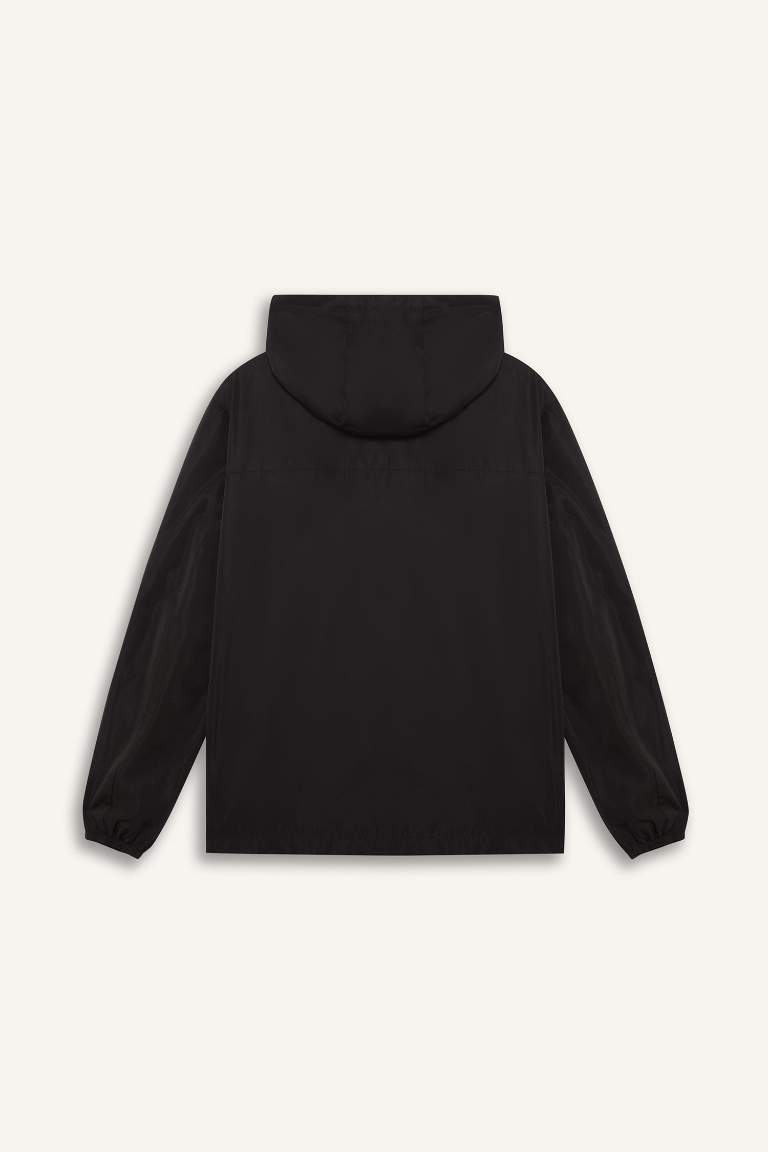Su İtici Slim Fit Dar Kesim Kapüşonlu Fermuarlı Mevsimlik Baharlık Mont