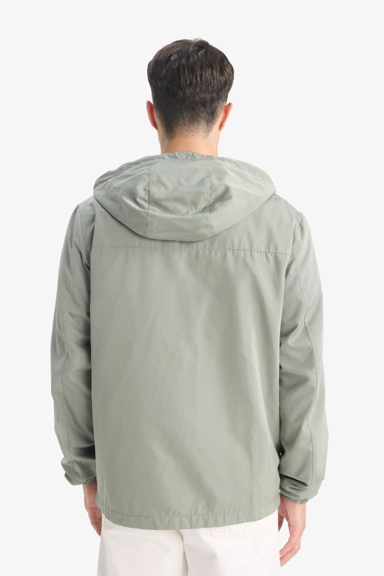 Su İtici Slim Fit Dar Kesim Kapüşonlu Fermuarlı Mevsimlik Baharlık Mont