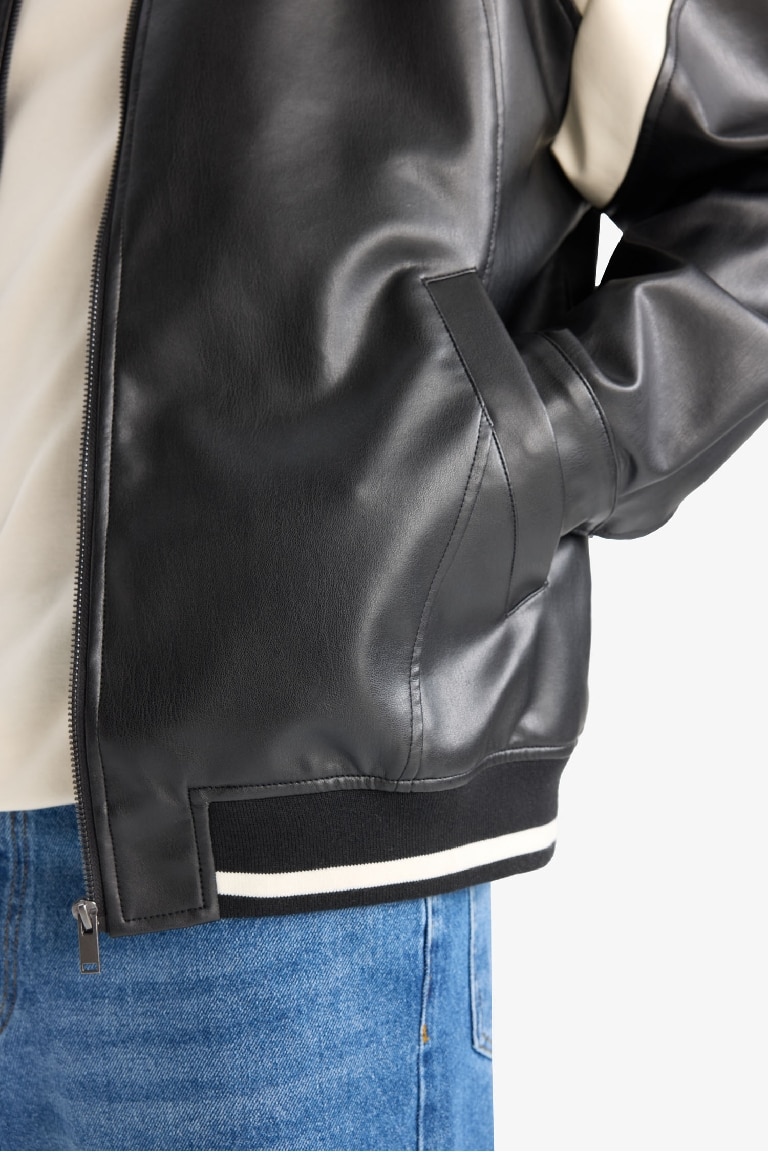 Regular Fit Kolej Yaka Bomber Fermuarlı Mont